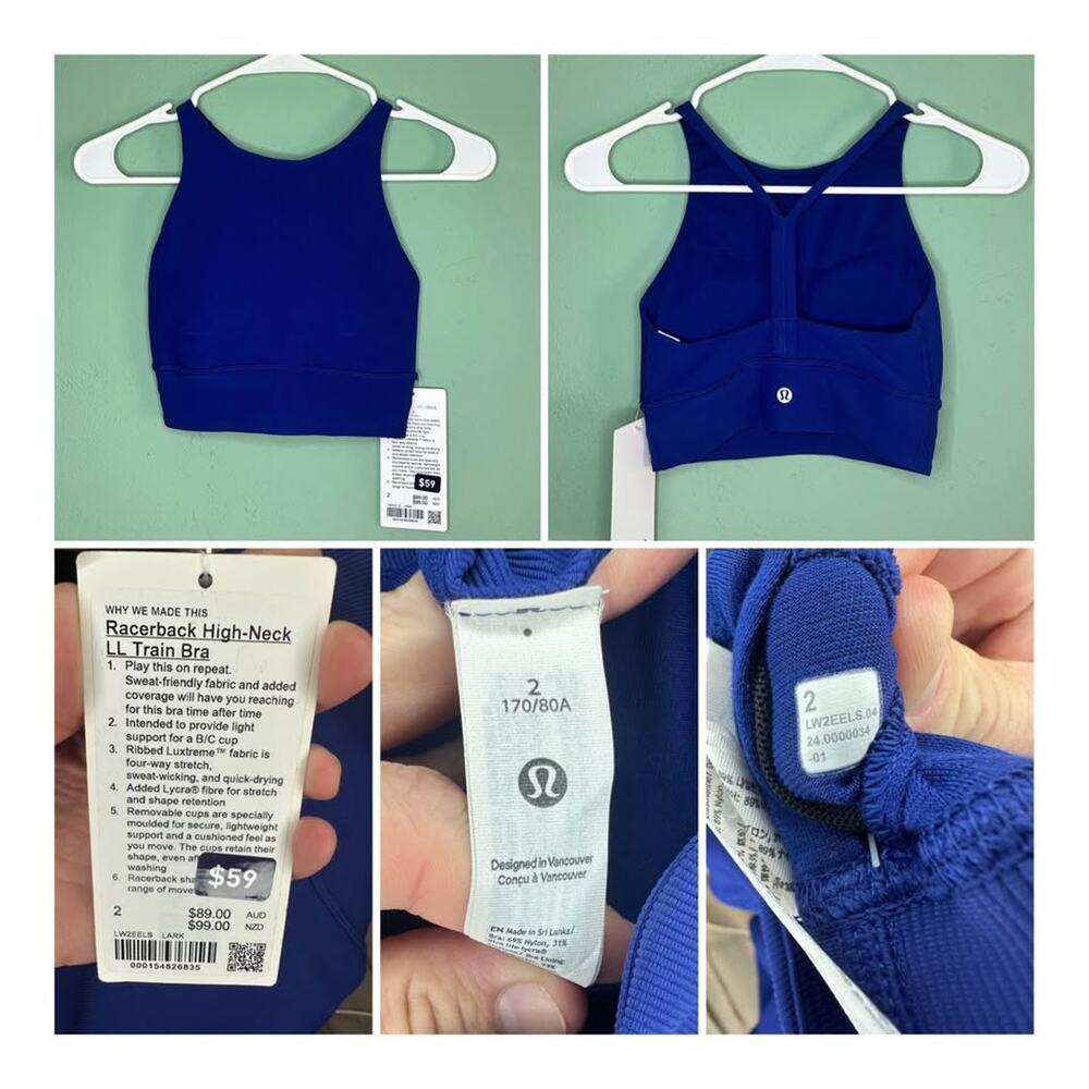 NWT Lululemon Racerback High Neck LL Train Bra Size 2